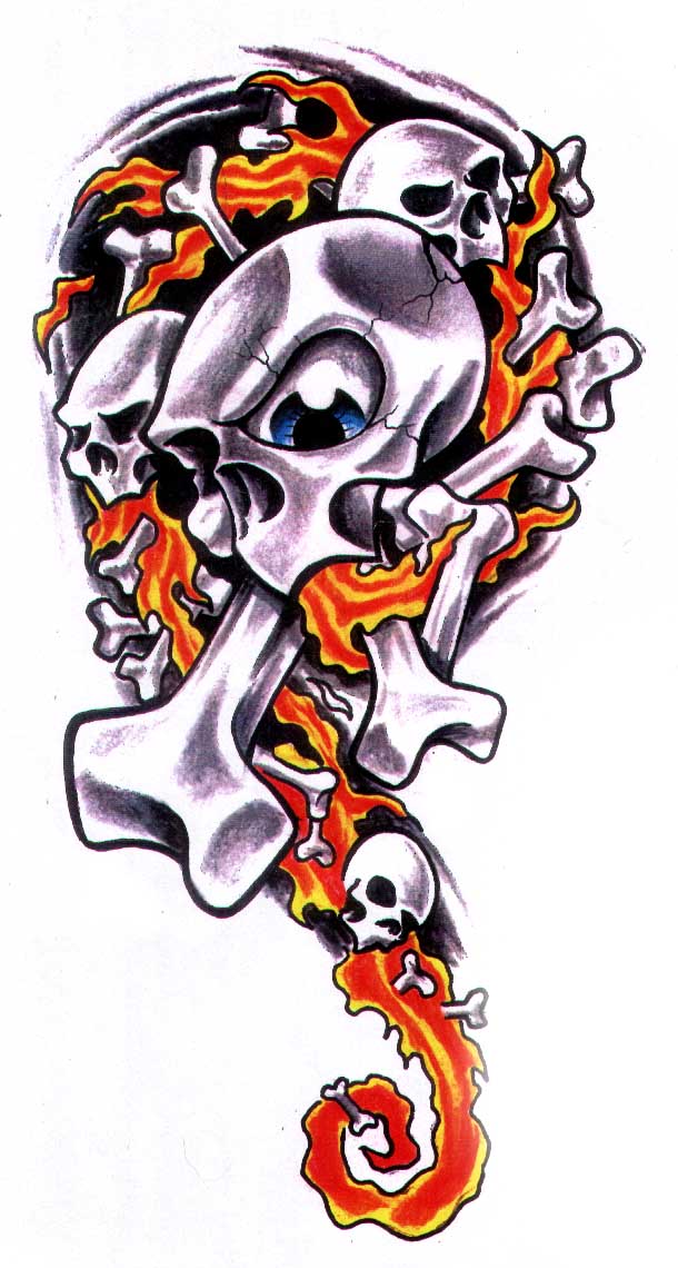 Flaming Skull 2 June 27th 2010 Filed under Skull Tattoo