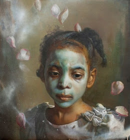 Margaret Bowland, Flower Girl, Krylon and Tar on Linen, 28