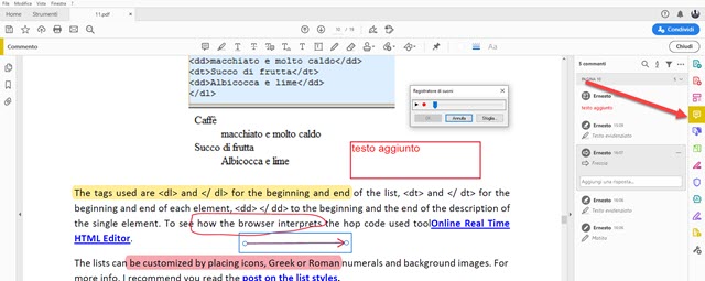 commenti in adobe reader