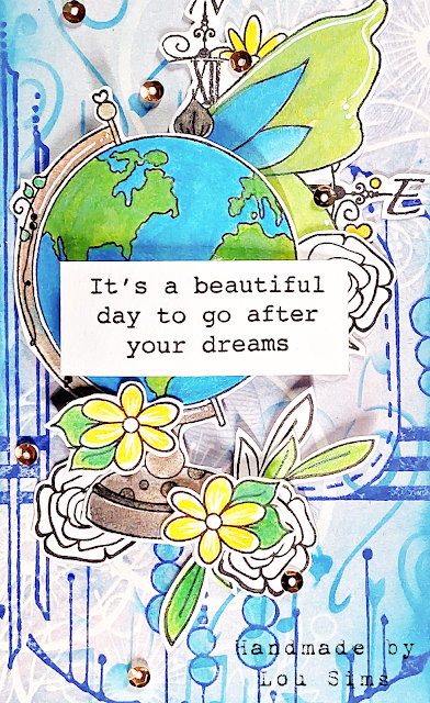 Shady Designs by Lou Sims Sur-Round stamp to create a tag. YouTube video tutorial available too