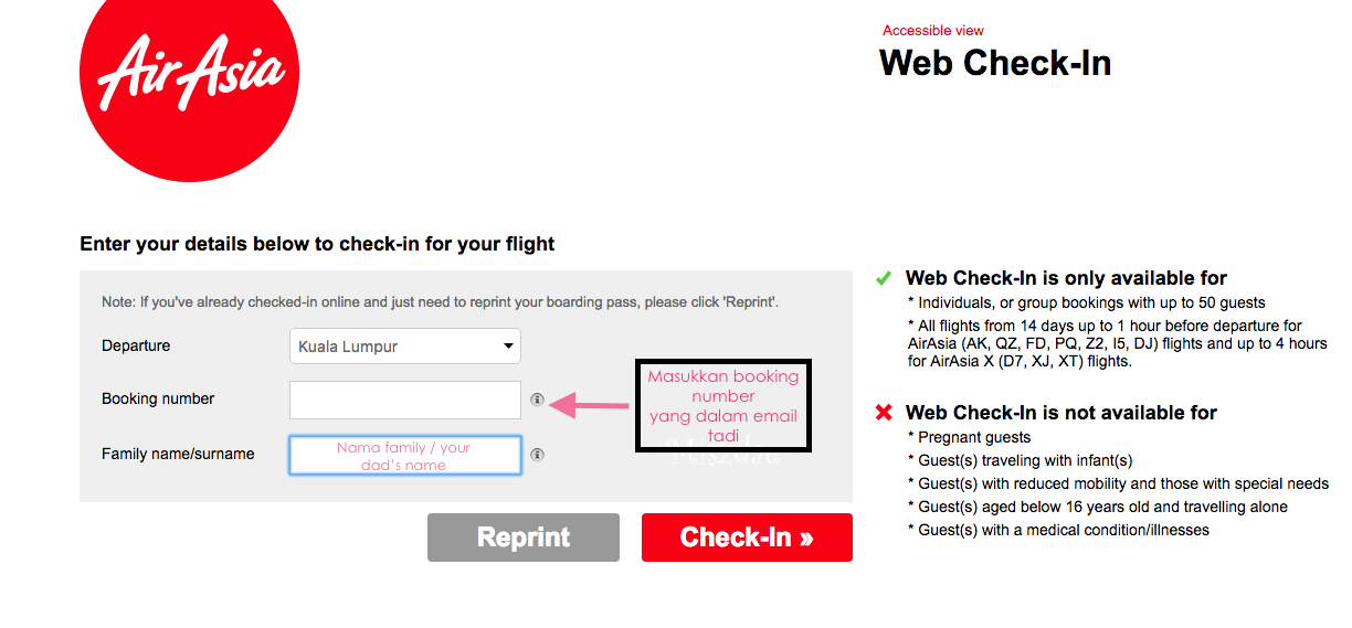  Cara  check  in ticket flight Air Asia  online  MISZDAE A 