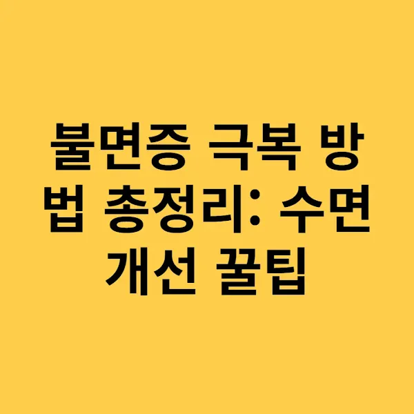 불면증 극복 방법 총정리 수면 개선 꿀팁