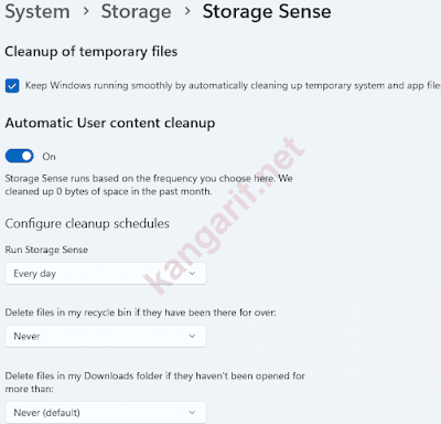 pengaturan storage sense