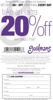 gordmans coupons