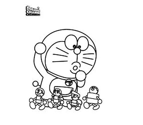 Download Coloring Pages Doraemon, Nobita, Dorami, Shizuka, Suneo, Jayen and Friends