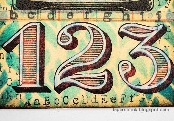 Layers of ink - Typewriter tag tutorial by Anna-Karin Evaldsson. Color the numbers.