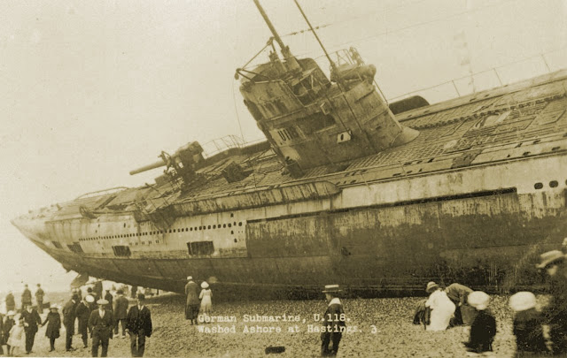 U-118, a World War One submarine, washed ashore on the ...