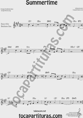  Summertime de Partitura de Saxofón Alto y Sax Barítono Sheet Music for Alto and Baritone Saxophone Music Scores