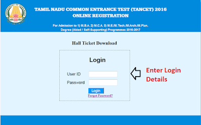 TANCET MBA 2016 Admit Card