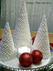 Vintage, Paint and more... Christmas trees made from poster board and lace