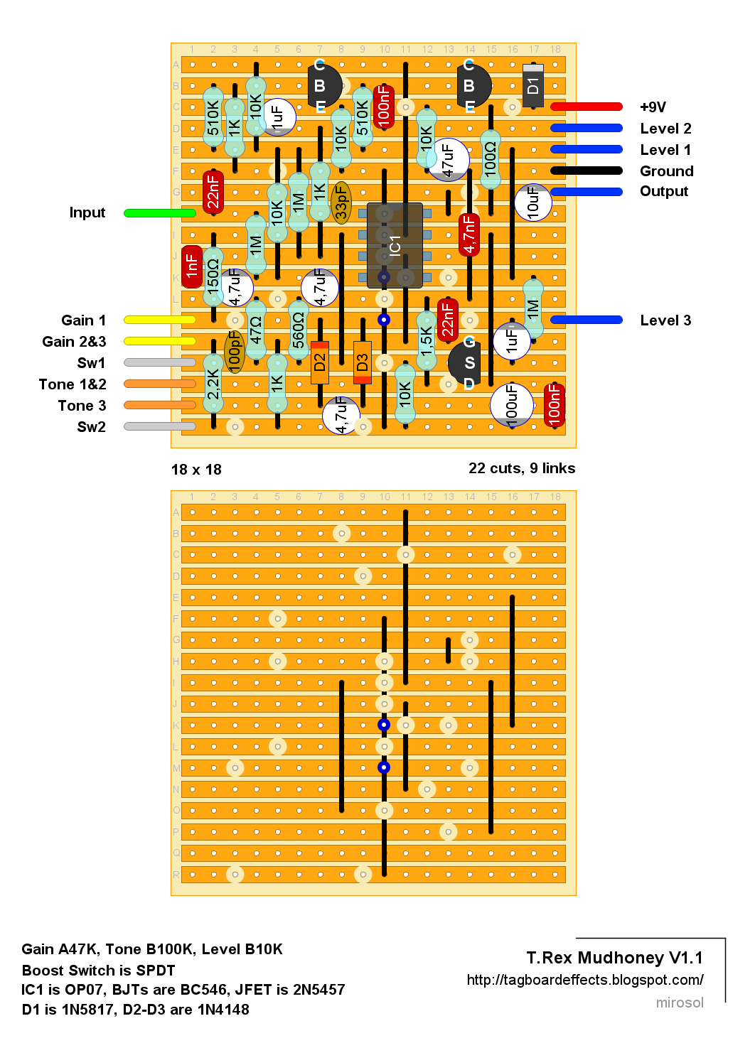 Guitar FX Layouts: T-Rex Mudhoney V1.1