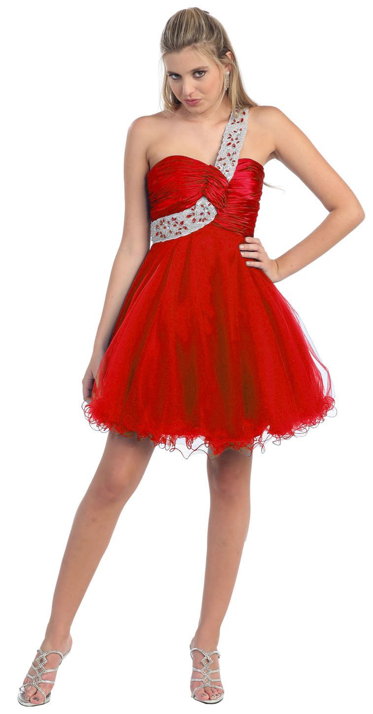 One Shoulder Cocktail Party Junior Prom Dress #2709