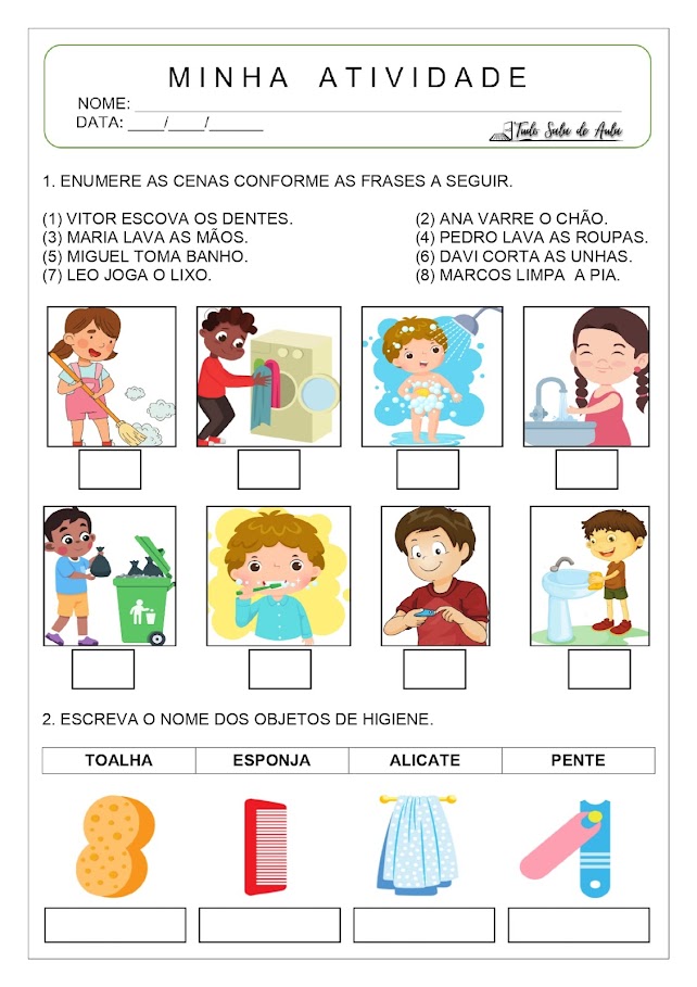 atividades sobre higiene educação infantil