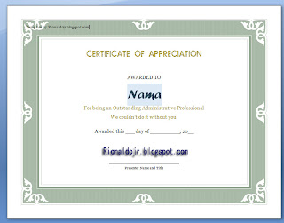 Contoh Template sertifikat MSword