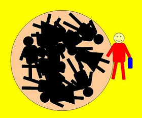 Dibujo esquemático que representa alumnos todos iguales dentro de un círculo al que accede un alumno diferente