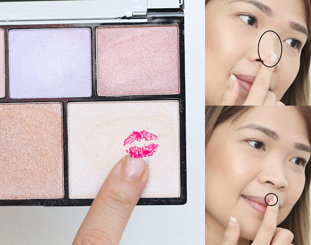 a photo of how to use NYX Strobe of Genius Illuminating Palette 