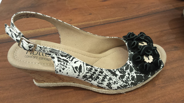 black and white floral wedges from Hotter shoes