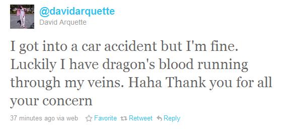 david arquette accident pictures. David Arquette tweeted the