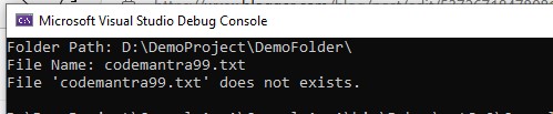 File Does Not Exists in Folder in .Net core