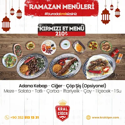 Kral Ciğer Kocasinan Kayseri Ramazan 2023 İftar Menüleri ve Fiyatları