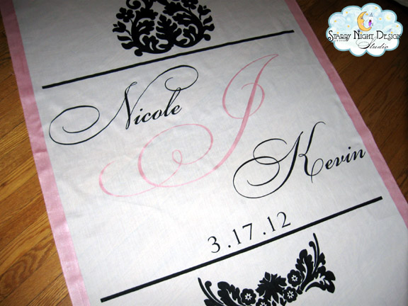 Mother of bride orders hand painted runner for the wedding