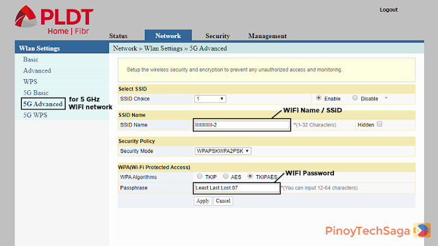 Change PLDT Fiber (Fibr) wifi password - for the 5GHz network