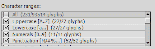 Font embeding characters ranges