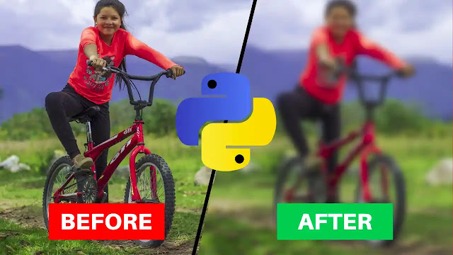 an image before and after applying blur operation using python