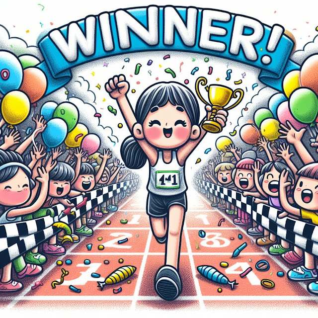 Winning a race, illustrated