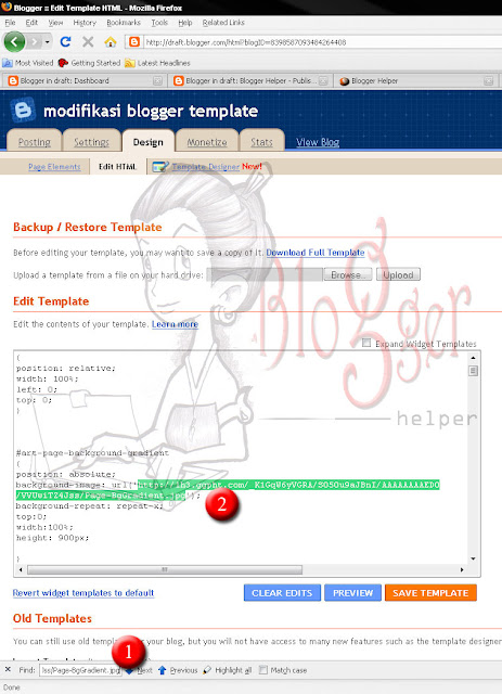 blogger pemula,bloggerhelper,cara mengganti background blogger