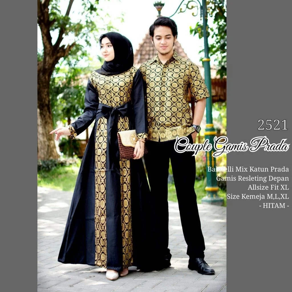 Model Baju Gamis Batik Hitam Model Pakaian Muslim Model - Model baju gamis batik kombinasi polos