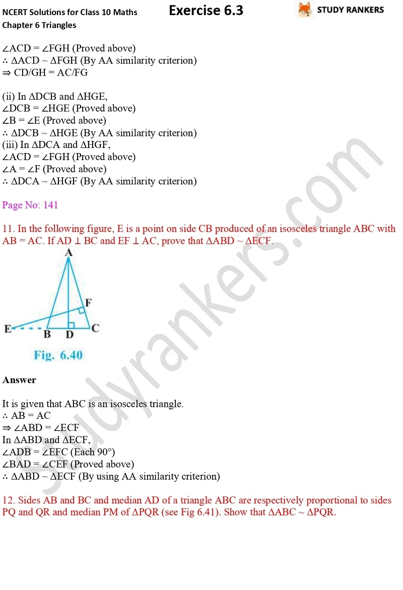 NCERT Solutions for Class 10 Maths Chapter 6 Triangles Exercise 6.3 Part 8