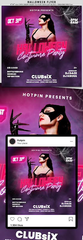 Halloween Flyer Template is very modern psd flyer that will be the perfect invitation for your party or Nightclub event! All elements are in individual layers and the text is fully editable!