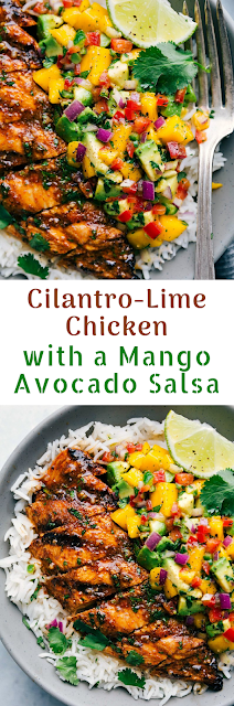 Cilantro-Lime Chicken with a Mango Avocado Salsa