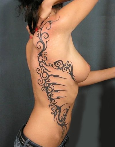 Japanese Tribal Tattoo Design in Side Girl