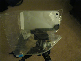 iphone tripod in bag to stay warm