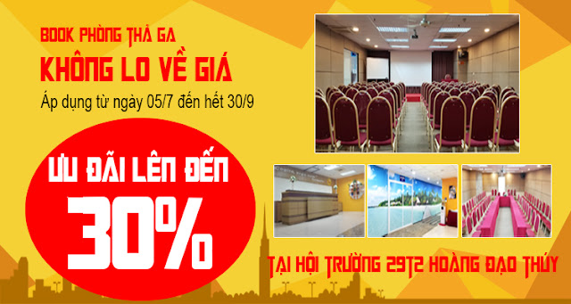 Ưu đãi lên đến 30% khi book phòng tại hội trường 29T2 HĐT