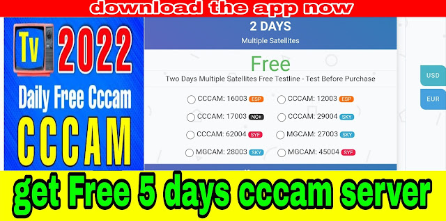 How to get Free 2 or 5 days cccam server ?