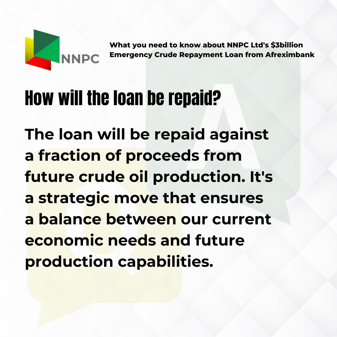 The Nigerian National Petroleum Corporation (NNPC) Ltd has secured a $3billion Emergency Crude Repayment Loan from Afreximbank