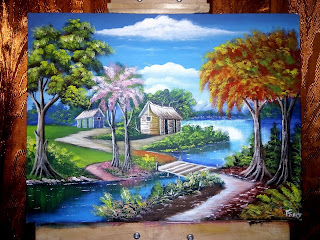 landscape scenery drawing on Canvas Acrylic on canvas,landscape painting