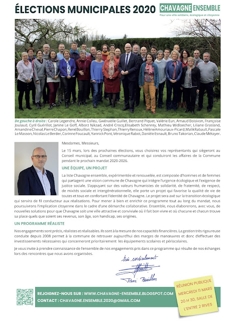 Elections municipales 2020 - Chavagne ensemble - Programme - page 1