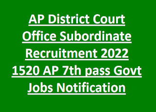 AP District Court Office Subordinate Recruitment 2022 1520 AP 7th pass Govt Jobs Notification-APHC Exam Syllabus