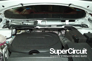 SUPERCIRCUIT Front Strut Bar installed to the Proton X50.