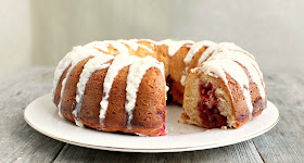 Lemon Cherry Bundt Cake with Lemon Glaze