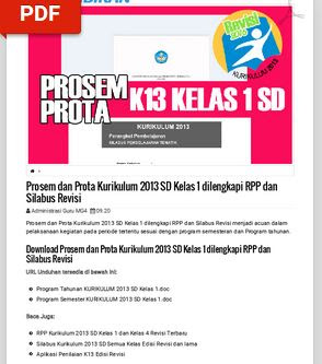 Download Prota, Promes dan KKM SD/MI Kelas 1 Semester 1 dan 2 Kurikulum 2013 Hasil Revisi, https://gurujumi.blogspot.com/