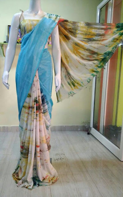 Ikkath Printed  Soft Silk Saree