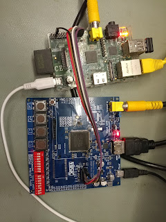 FPGA-Teletext board connected to Raspberry Pi using JTAG connections