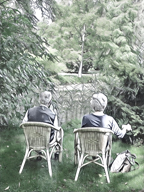 Senioren relaxen in Gimborn Arboretum, Doorn