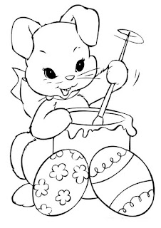 desenho de coelhinha fazendo ovos de pascoa