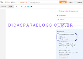 permitir comentários na postagem do blogger